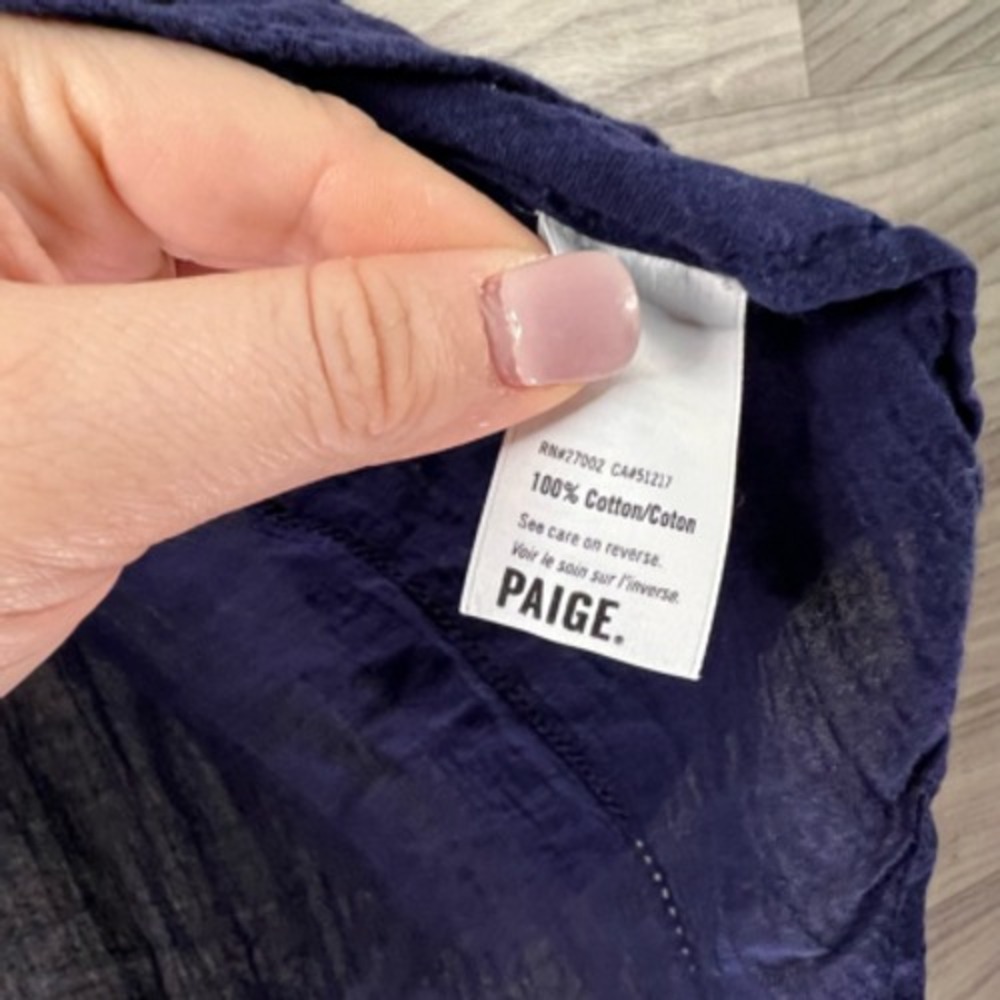 Paige Blouse Womens XS Blue White Tyra Sleeveless V Neck Embroidered Button Boho - Picture 11 of 11